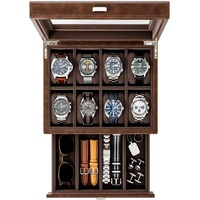 TAWBURY Uhrenbox Herren für 8 Uhren – Uhren Box mit 8 Fächern und Schubfach | Uhrenbox Braun | Uhrenkasten | Uhrenbox 8 Uhren | Uhr Box | Uhrenaufbewahrung | Uhrenschatulle | Watch Box