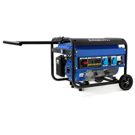 Eberth 2200 Watt Notstromaggregat Stromerzeuger Stromaggregat mit Fahrwerk, 5,5 PS Benzinmotor, 4-Takt, 1-Phase, 2x 230V, 1x 12V, automatischer Voltregler AVR, Ölmangelsicherung, Tankanzeige