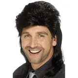 Smiffys Vokuhila Perücke, Schwarz Halloween