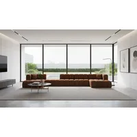 kaiser möbel Ecksofa, Sofa U-Form Grand U Big XL 500 cm, Velourstoff Salvador, Dunkelbraun - Dunkelbraun