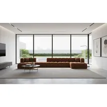 kaiser möbel Ecksofa, Sofa U-Form Grand U Big XL 500 cm, Velourstoff Salvador, Dunkelbraun - Dunkelbraun