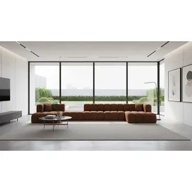 kaiser möbel Ecksofa, Sofa U-Form Grand U Big XL 500 cm, Velourstoff Salvador, Dunkelbraun - Dunkelbraun