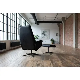 KAWOLA Relaxsessel JOSIANE Polyester 78 x 107 x 78 cm schwarz mit Hocker