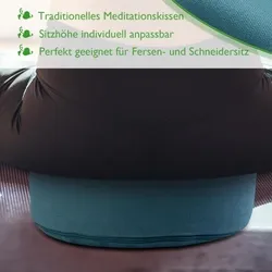 Amagohome Sitzkissen Bodenkissen rund H 14xø31 cm mit Buchweizenschalen Sportkissen : türkis - jungle