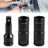 Schlagschrauber Nüsse, Radmuttern Nuss 18,5–19,5mm & 20,5–21,5mm für Ford, 1/2 Zoll CR-MO Radmutternschlüssel mit 75mm Verlängerung, Reifenwechsel Set Auto Dünnwand Stecknuss für Auto Reifenwechsel