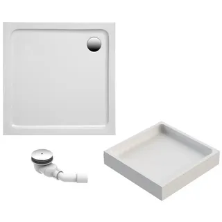 Schulte Duschwanne Adria aus hochwertigem Sanitäracryl, 100x100 cm Weiß glänzend, Komplett inkl. Wannenträger und Ablauf - Schulte