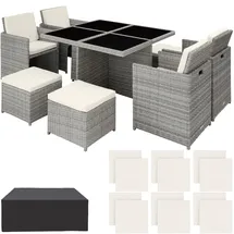 Tectake Manhattan Set 9-tlg. hellgrau