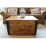 Uncle Joe ́s Holzkiste Truhe Couchtisch Beistelltisch Vintage Shabby chic Landhaus Massivholz nussbaum