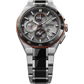 Seiko Astron GPS Solar Dual Time Chronograph Limited Edition Herrenuhr Chrono Titan Schwarz/Orange LE