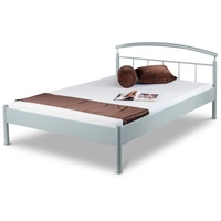 BedBox Metallbett Nina, elegantes Metallbett, stabil und filigran zugleich, pulverbeschichtetes Metall grau|silberfarben