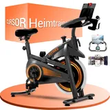 LONTEK Heimtrainer Fahrrad Klappbar, Indoor Spinning Bike, Ergometer mit Pulsmessung & LED Display, Hometrainer für Zuhause, Komfortabler Sitz, Bis 136KG