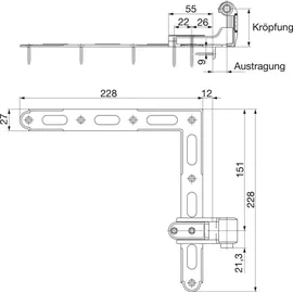 Maco Ladenwinkelband BLR gekröpft Gr. 3, verstellbar, schwarz (14232)