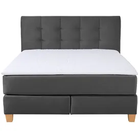 Home Affaire Boxspringbett HOME AFFAIRE "Moulay", grau (anthrazit), B:154cm L:231cm, Komplettbetten, Boxspringbett, inkl. Topper, in Überlänge 220 cm, 3 Härtegrade, auch in H4
