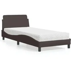 Bett mit Matratze – Dunkelbraun, 90x200 cm – Komfortables Einzelbett mit stilvollem Design