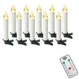 FIVMEN 10 Stück LED Kerzen Flammenlose mit Fernbedienung und Timerfunktion Elektrische Flackernde Batteriebetriebene Kerzen Warmweiß für Weihnachten Halloween Party, ohne Batterie