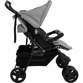 vidaXL Zwillingskinderwagen Hellgrau Stahl