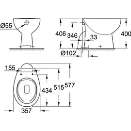 Grohe Bau Keramik Stand-Tiefspül-WC (39431000)