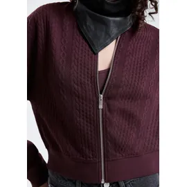 QS Sweatshirtjacke im Blousonstyle mit Zopfmuster - lila - XS