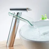 RibasuBB Glas Wasserfall Badewannenarmatur Wasserhahn Bad Armatur Einhebelmischer Badewanne Einhebel Mischbatterie Wannen Armatur Badewannenarmatur