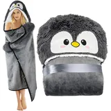 MZIEIU Pinguin Geschenk für Frauen-Sherpa Fleece Kuscheldecke mit ärmeln,Pinguin Decke mit Ärmeln Tragbare Decke zum Anziehen als Weihnachten Geburtstagsgeschenk für Frauen Damen