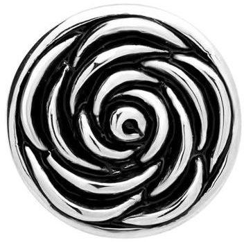 Button schwarz-silbernes Blütenmuster