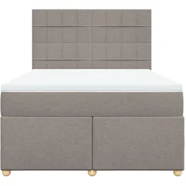 vidaXL Boxspringbett mit Matratze Taupe 140x200 cm Stoff