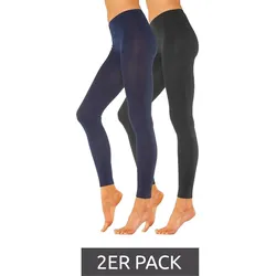 2er Pack ROGO X LAVANA  Damen Baumwoll-Leggings bequeme Leggings Sport-Leggings 554571 Schwarz/Blau - 54/56