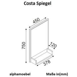 moebel17 Costa 45 x 75 cm Schwarz