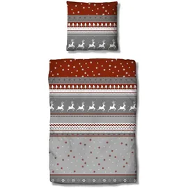 Traumschlaf Winterland rot 200 x 220 cm + 2 x 80 x 80 cm