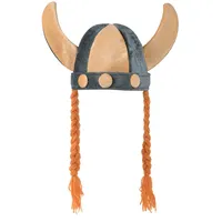 Bristol Novelty BH557 Wikingerhelm mit Zöpfen, weich, Kostüm, 1 Stück, mehrfarbig, Einheitsgröße, für Erwachsene/Damen Halloween