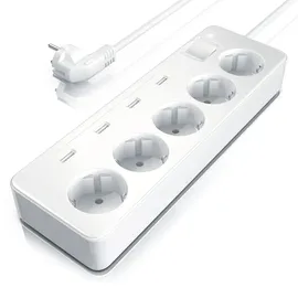 Bearware Mehrfachsteckdose 3680 W Weiß 5 St.