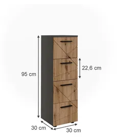 Vicco Irma Midischrank 30 x 95 cm Anthrazit/Artisan