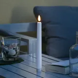 MARELIDA LED Stabkerze gerillte Tafelkerze Dinner Spitzkerze 25cm weiß 1 Stück