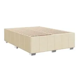 vidaXL Boxspringbett mit Matratze Creme 160x200 cm Stoff