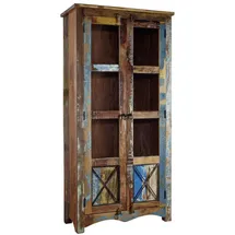 Massivmoebel24 Vitrine Altholz 90 x 40 x 180 cm Mehrfarbig