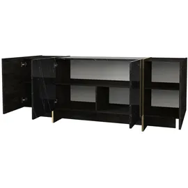 moebel17 Sideboard Veyron Rebab Braun Dunkelgrau ( Marmor Optik )