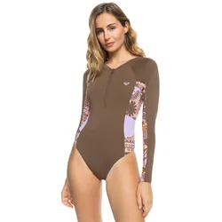Badeanzug ROXY "Splice It Up", Damen, Gr. XL, braun (rain drum fibi), 87% Nylon, 13% Elasthan, Badeanzüge