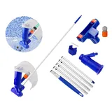 Poolsauger Bodensauger Manuell, Poolreiniger Set, Pool Zubehör Reinigung, Aquarium Pool Reinigungsset Wirlpool Teichsauger Cleaner Pool Sauger Boden Mit 1.5m Teleskopstange (Blau)