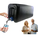 Wasserkanister 30l aus Kunststoff Schwarz, Wasserbehälter mit Hahn Campingkanister Trinkwasserkanister Wassertank Kunststoffkanister für Haus Garten Auto Camping, dichter Verschluss, bequemer Griff