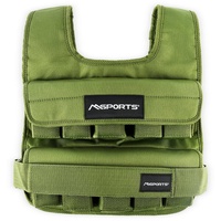 MSports® Gewichtsweste Gewichtsweste Verstellbar von 5 kg - 30 kg Gewicht für Krafttraining grün