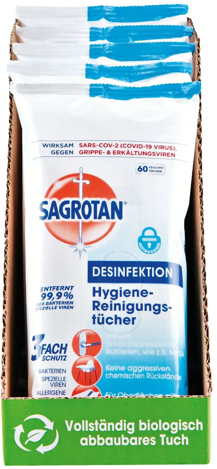 Sagrotan Hygiene Reinigungstücher 60 Stück, 5er Pack