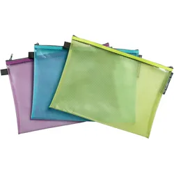 Exacompta 38150E 12x Transparente Tasche/Etui mit Reißverschluss, flexibles Recycling-PP, Kollektion Pop'N Co - Farben sortiert