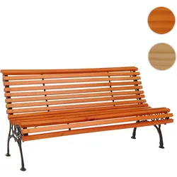 Gartenbank HWC-O24, Sitzbank Parkbank Holzbank 3-Sitzer, Gusseisen Holz Kiefer, 160cm ~ teak