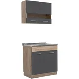 Homestyle4u 2324, Küche Küchenzeile ohne Geräte 80x180x51 cm Küchen, Küchenzeilen & Küchenblöcke, Küchenzeilen