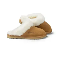 Fellhof Lammfell Pantoffeln Damen PRIMO, kuschelige Lammfellpantoffeln für Frauen, Winter & Sommer Hausschuhe aus echtem Lammfell, hellbraun Gr. 39 - 39 EU