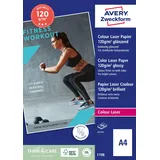 Avery Zweckform Art. 1198 Business Colour Laser Papier (200 Blatt, 120 g/m2, DIN A4, glänzendes Druckerpapier, beidseitig beschichtet, wischfest, Flyerpapier für Laser-Drucker & Kopierer) weiß