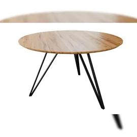 möbelliebling Sam Runder Esszimmertisch massiv Eiche Schweizer Kante 110 cm Hairpin schwarz DREAM