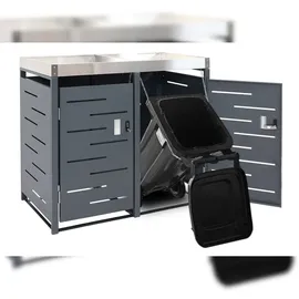 Mendler Mülltonnenverkleidung HWC-H40b 110 x 115 x 62 cm grau