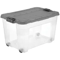 TONTARELLI Aufbewahrungsbox mit Rollen inkl. Deckel 60 L transparent