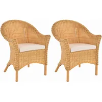 Krines Home Sessel Set/2 Rattansessel Primavera breiter Flechtsessel Sessel mit Armlehne (2-St., 2er-Set), Natur Rattan, Korbsessel, Lounge, Wintergarten gelb